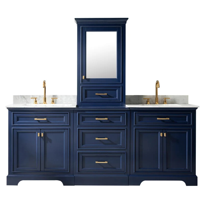 96'' Double Bathroom Vanity with Quartz Top