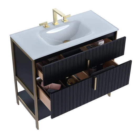 36'' Single Bathroom Vanity with Glass Top